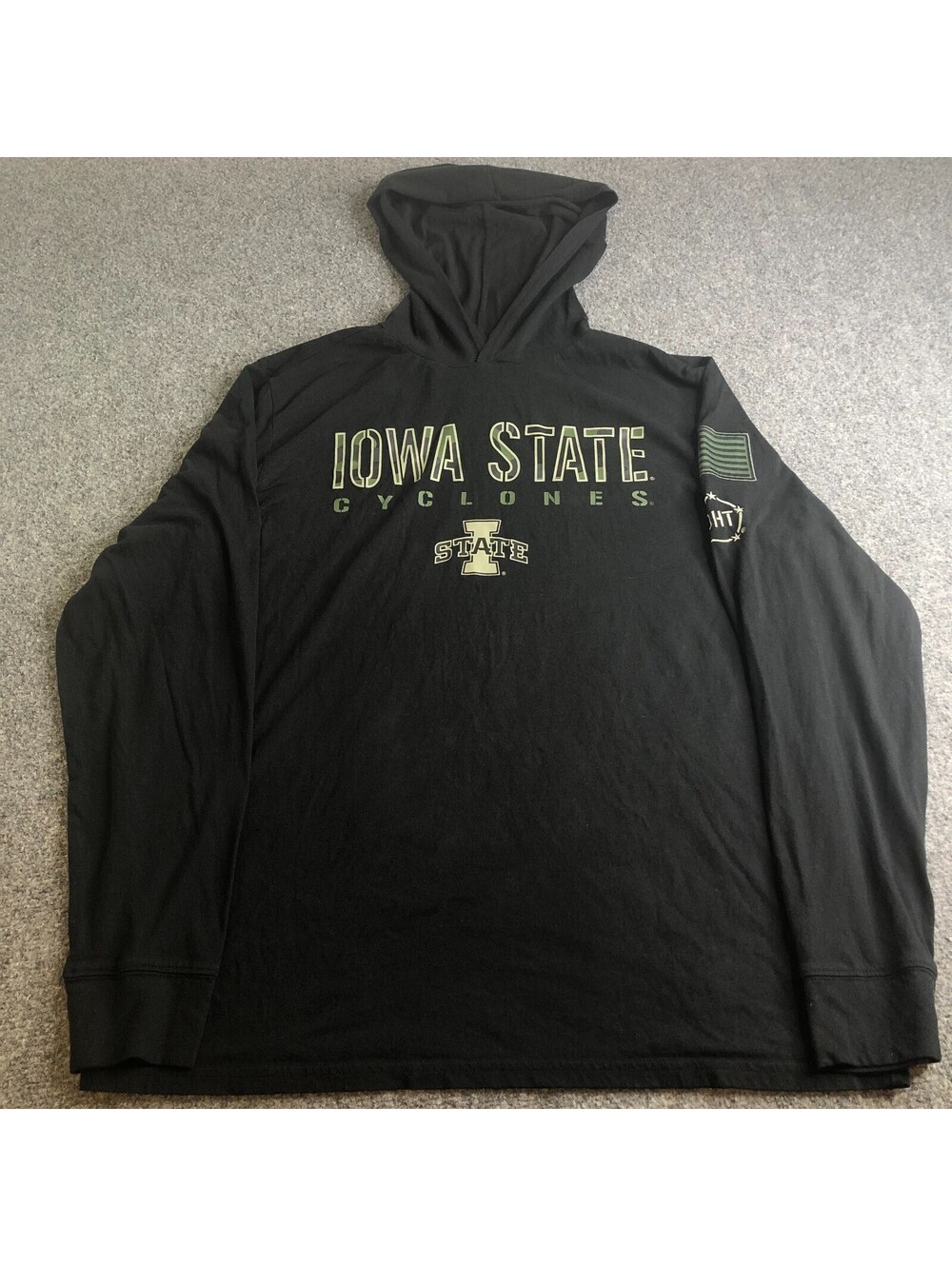 Colosseum Iowa State Hoodie Shirt Mens Large Camo Black  American Flag Patch